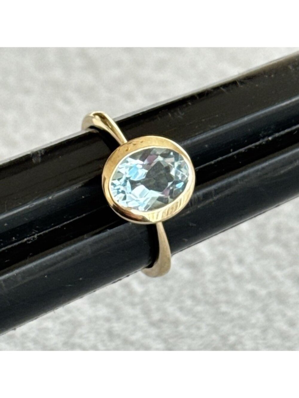 Blue Topaz Ring Gold Vermeil Sterling Silver Sz 6.5 Oval Facetted Solitaire